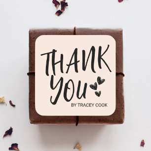 Modern Thank You Typography Blush Pink Minimal  Square Sticker