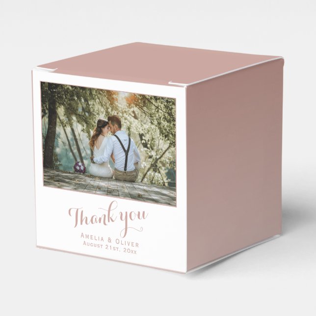Modern Thank you Wedding Couple Photo Favour Box (Front Side)