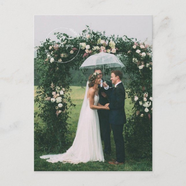 Modern Thank You Wedding Day Photo Postcard (Front)