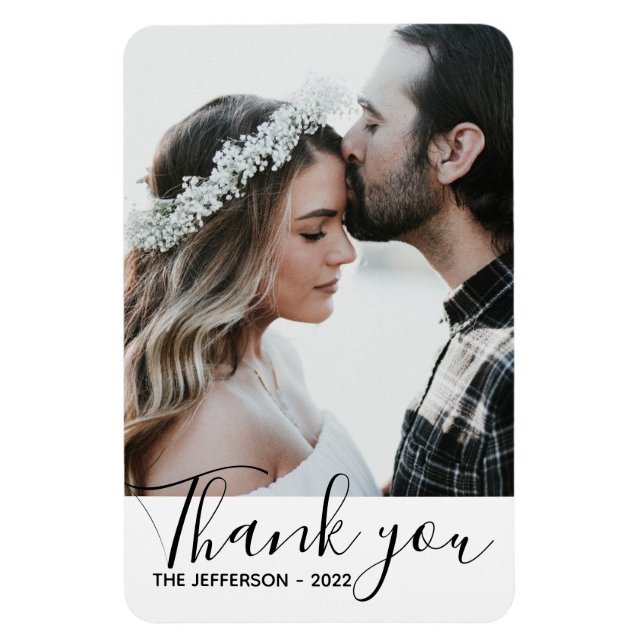 Modern Thank you Wedding Photo Magnet (Vertical)