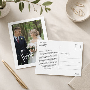 Modern Thank You Wedding Photo  Postcard