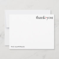 Modern Thank You with Red Heart From Family