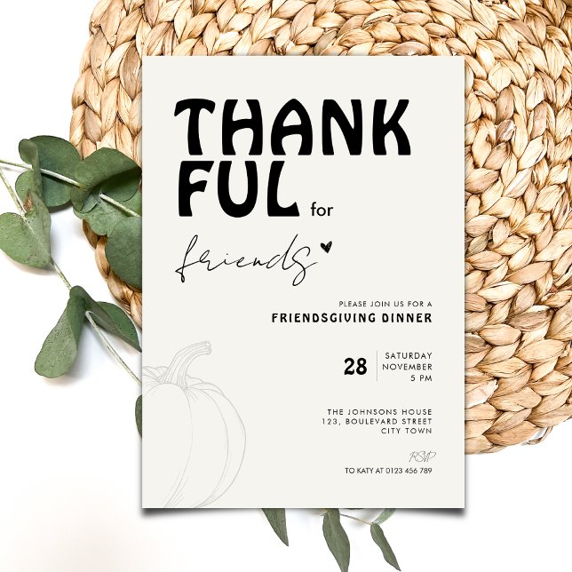 Modern Thankful for Friends: Friendsgiving  Invitation (Creator Uploaded)