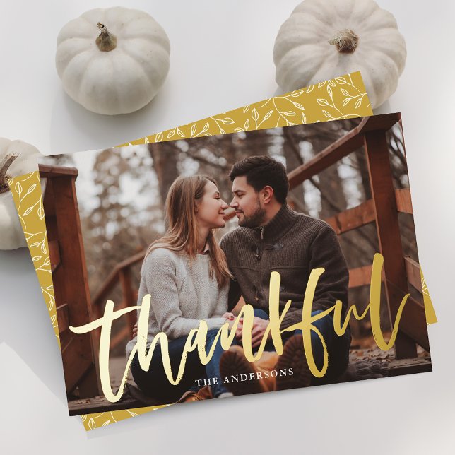 Modern Thankful Script Photo Thanksgiving Gold (Creator Uploaded)