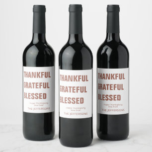 Modern Thankful   Thanksgiving Wine Label