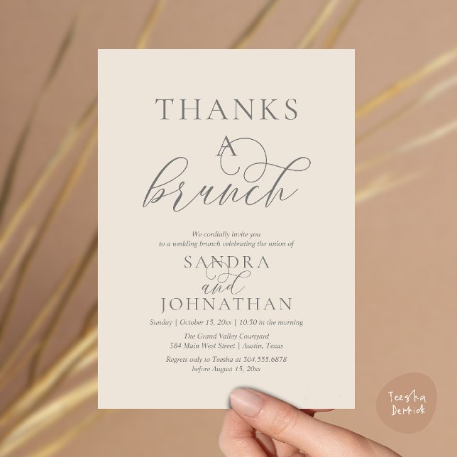 Modern Thanks a Brunch Wedding Weekend Celebration Invitation (Modern Thanks a Brunch Modern Wedding Weekend Celebration Invitation Card in Cream Grey)