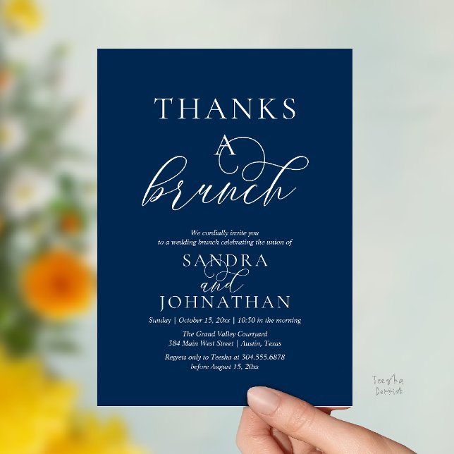 Modern Thanks a Brunch Wedding Weekend Celebration Invitation (Modern Thanks a Brunch Modern Wedding Weekend Celebration Invitation Card in Navy Blue)