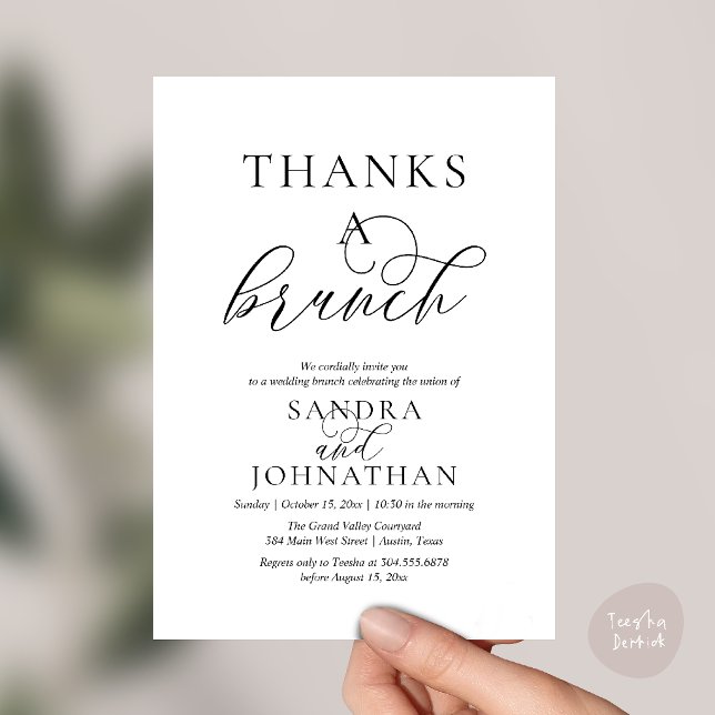 Modern Thanks a Brunch Wedding Weekend Celebration Invitation (Modern Thanks a Brunch Modern Wedding Weekend Celebration Invitation Card in Black and White)