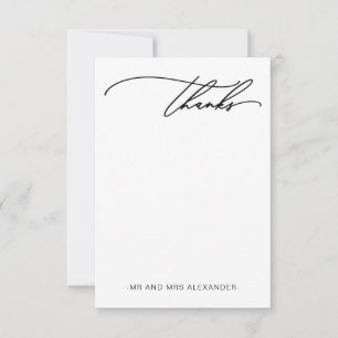 Modern Thanks Elegant Black and White Thank You Card