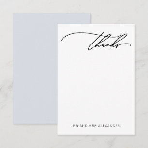 Modern Thanks Elegant Blue Thank You Card