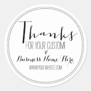 Modern "Thanks For Your Custom!" Business Classic Round Sticker