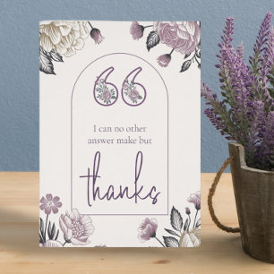 Modern Thanks Quote Elegant Floral Thank You Card