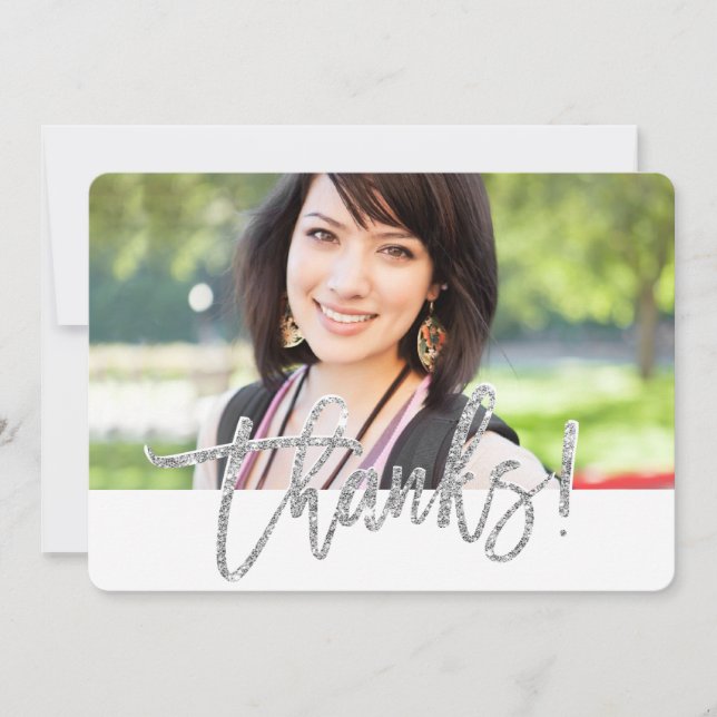 MODERN THANKS simple modern minimalist script Thank You Card (Front)