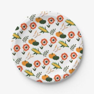 Modern Thanksgiving Blossom Paper Plate