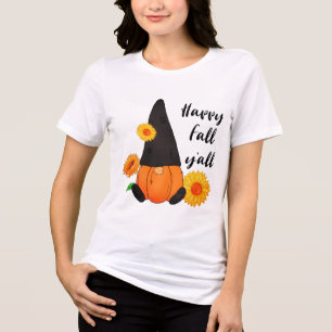 Modern Thanksgiving Fall Pumpkin Gnome Tri-Blend Shirt