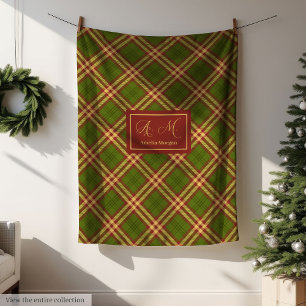 Modern Thanksgiving Plaid Blanket Monogram Cosy