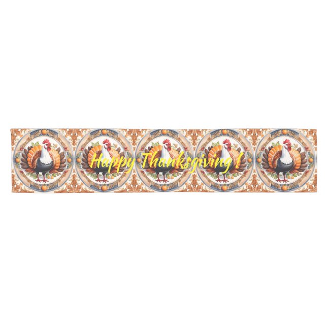 Modern Thanksgiving Pumpkin Autumn Collection Short Table Runner (Horizontal)