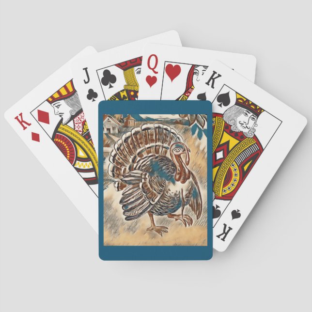 Modern Thanksgiving Turkey Deck of Playing Cards (Back)
