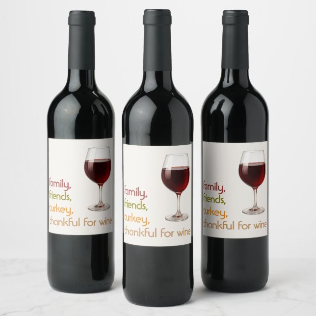 Modern Thanksgiving Typography | Cosy Fall Wine Label (Bottles)
