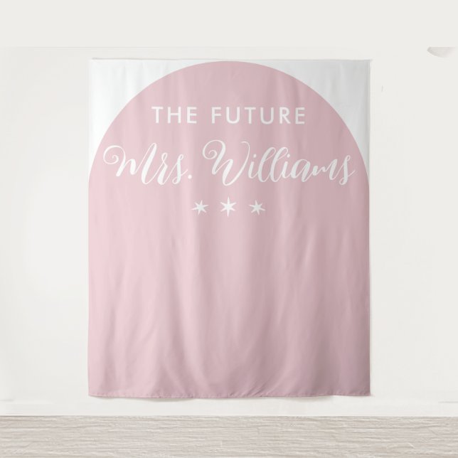 Modern The Future Mrs Bridal Shower Pink Arch Tapestry (Front)