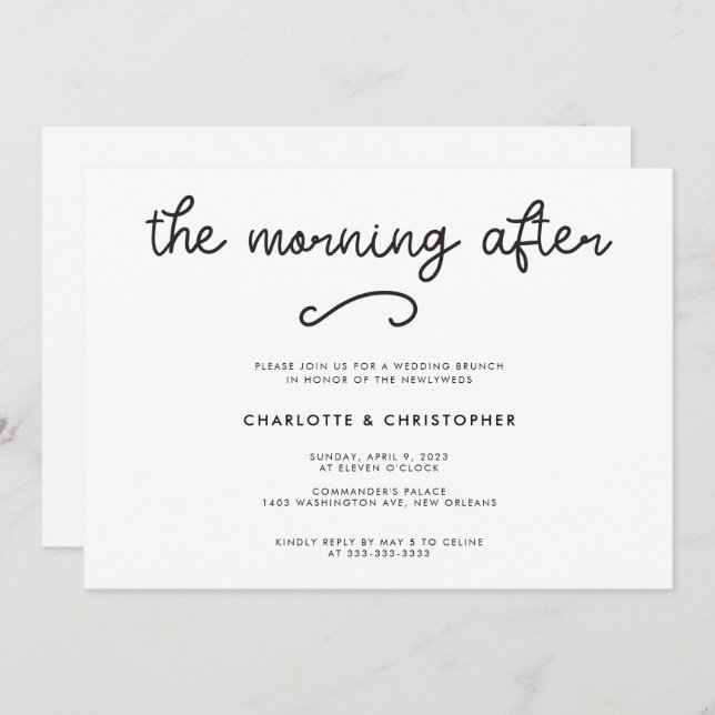 Modern The Morning After Post Wedding Brunch Invitation (Front/Back)