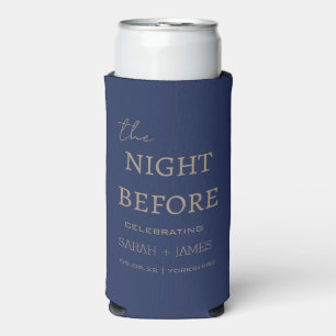 Modern the Night Before Navy Wedding Party Seltzer Can Cooler