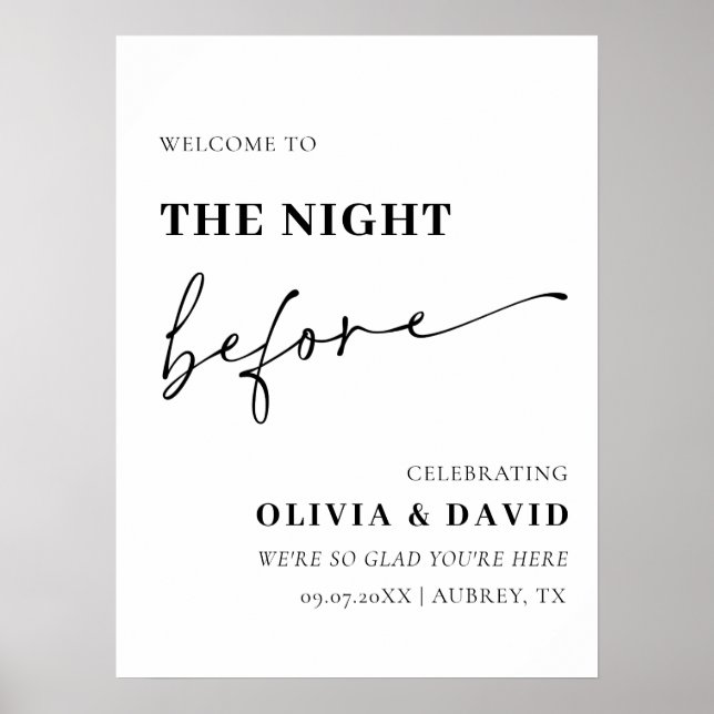 Modern The Night Before Rehearsal Dinner Poster (Front)