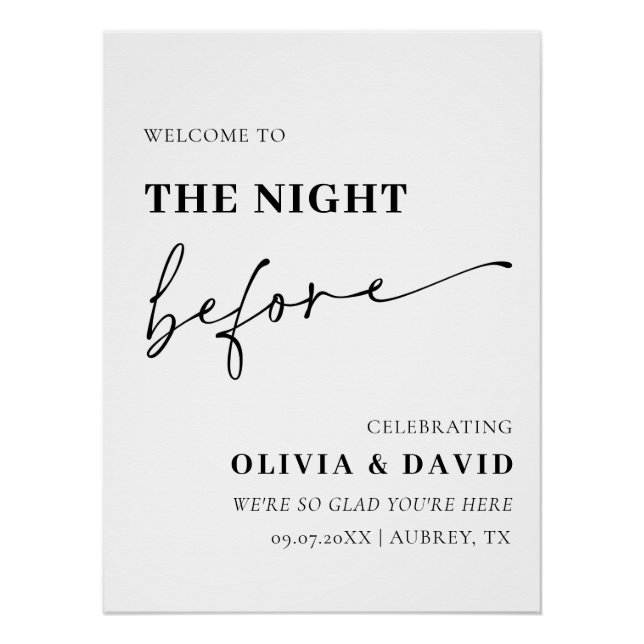Modern The Night Before Rehearsal Dinner Poster (Front)
