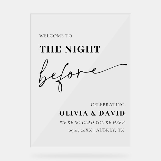 Modern The Night Before Rehearsal Dinner Sign (Front)