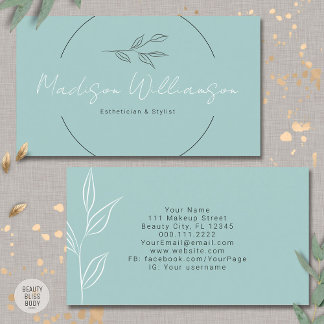 Modern Therapist Stylist Spa Minimalist Botanical Business Card