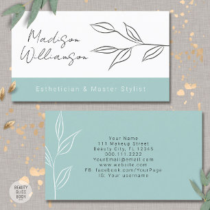 Modern Therapist Stylist Spa Minimalist Botanical  Business Card