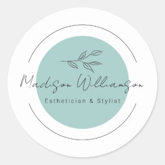 Modern Therapist Stylist Spa Minimalist Botanical  Classic Round Sticker