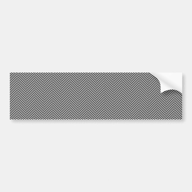 Modern Thin Black White Chevron Stripes Pattern Bumper Sticker (Front)
