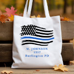 Modern Thin Blue Line Flag Police Officer Budget Tote Bag<br><div class="desc">Thin Blue Line Flag Tote Bag - USA American flag design in Police Flag colors, modern black blue design . Perfect for all police officer's, police mom's and police wife's . Personalize with police officer's name, and or badge number, or family name. This thin blue line tote bag is perfect...</div>