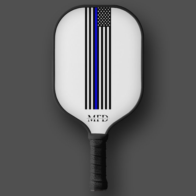 Modern Thin Blue Line Law Police Officer Monogram Pickleball Paddle (Modern Thin Blue Line Law Police Officer Monogram Pickleball Paddle
)