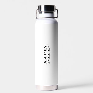 Modern Thin Blue Line Monogram Police Officer Water Bottle