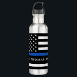 Modern Thin Blue Line Personalised Police Officer 710 Ml Water Bottle<br><div class="desc">Thin Blue Line Flag water bottle - USA American flag design in Police Flag colours, modern black blue design . Perfect for all police officer's, police mum's and police wife's . Personalise with police officer's name, and or badge number, or family name. This thin blue line water bottle is perfect...</div>