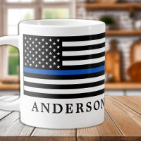 Modern Thin Blue Line Personalised Police Officer