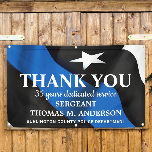 Modern Thin Blue Line Thank You Police Retirement  Banner (Creator Uploaded)