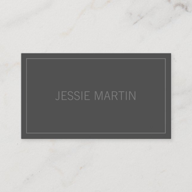 Modern Thin Frame & Your Name | Dark Grey & Grey Business Card (Front)