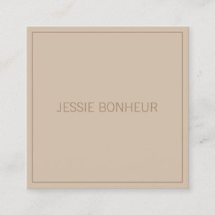 Modern Thin Frame & Your Name   Taupe Square Business Card