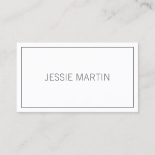Modern Thin Frame & Your Name White & Grey Business Card