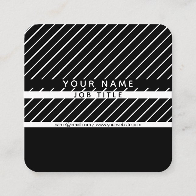 Modern Thin Striped Minimalistic Square Business Card (Front)