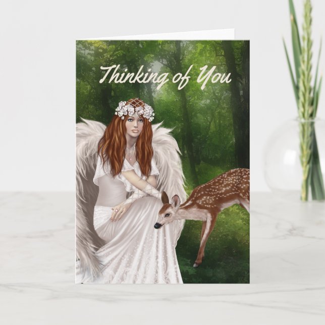 Modern Thinking of You Card with Angel (Front)