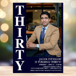 Modern THIRTY Photo 30th Birthday Party Invitation<br><div class="desc">This modern men's 30th Birthday Bold Type Photo Invitation is perfect for celebrating the man in your life who's turning thirty. The word "thirty" is in a fabulous bold cap font in white on navy blue. You choose the photo which makes this invitation unique to your guest of honour. The...</div>