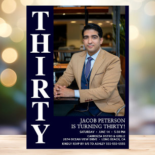 Modern THIRTY Photo 30th Birthday Party Invitation