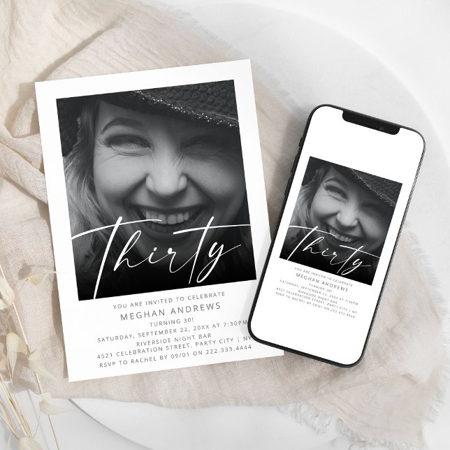 Modern Thirty Photo Birthday Party Invitation (Creator Uploaded)