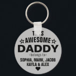 Modern This Awesome Daddy Belongs To Father's Day Key Ring<br><div class="desc">Personalised This Awesome Daddy Belongs To Star Father's Day Silver Grey Keychain
Personalise it with the names of your kids.</div>