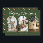 Modern Three Arch Curve Photo Christmas Green Holiday Card<br><div class="desc">Modern Three Arch Curve Photo Christmas Green Holiday Card</div>