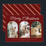 Modern Three Arch Curve Photo Christmas Script Red Holiday Card<br><div class="desc">Modern Three Arch Curve Photo Christmas Script Red Holiday Card</div>
